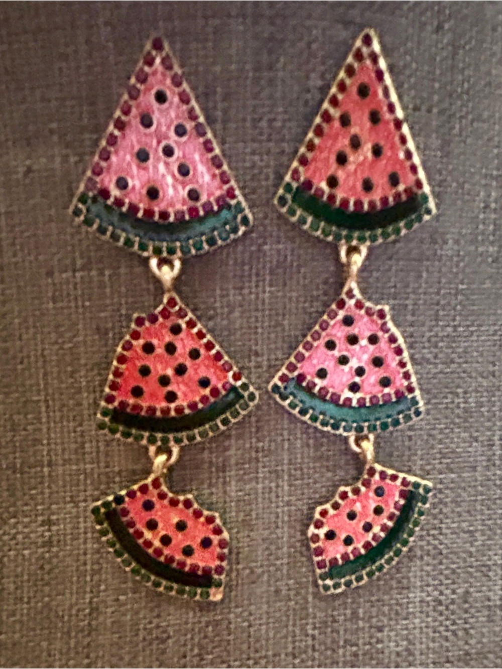 Pink Watermelon Slice Dangle Earrings ~ Fun and 
Whimsical